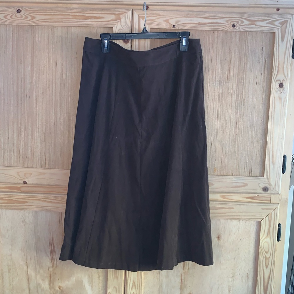 Christopher & Banks brown suede modest skirt size 14